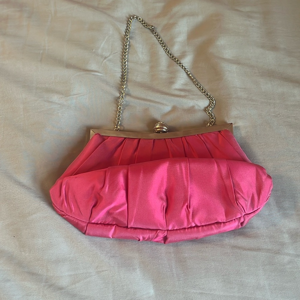 Pink Clutch Purse, Has a Chain Strap; Can be Used as a Purse or Clutch